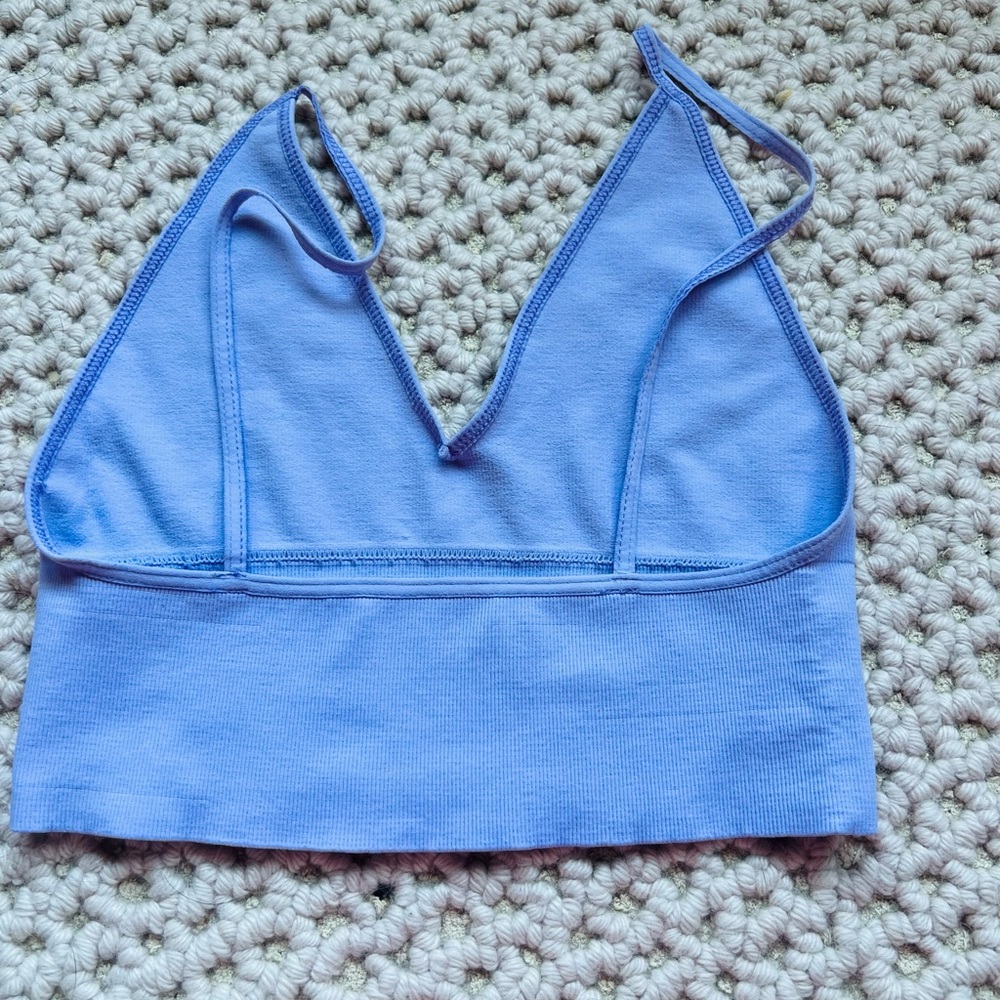 NWT Free People Ali Low-Back Seamless Bra in Amethyst Ice (lavender). Size M/L. - Picture 7 of 7